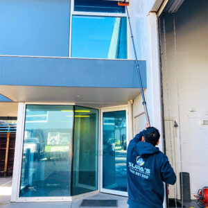 Window cleaning of exterior double storey office building